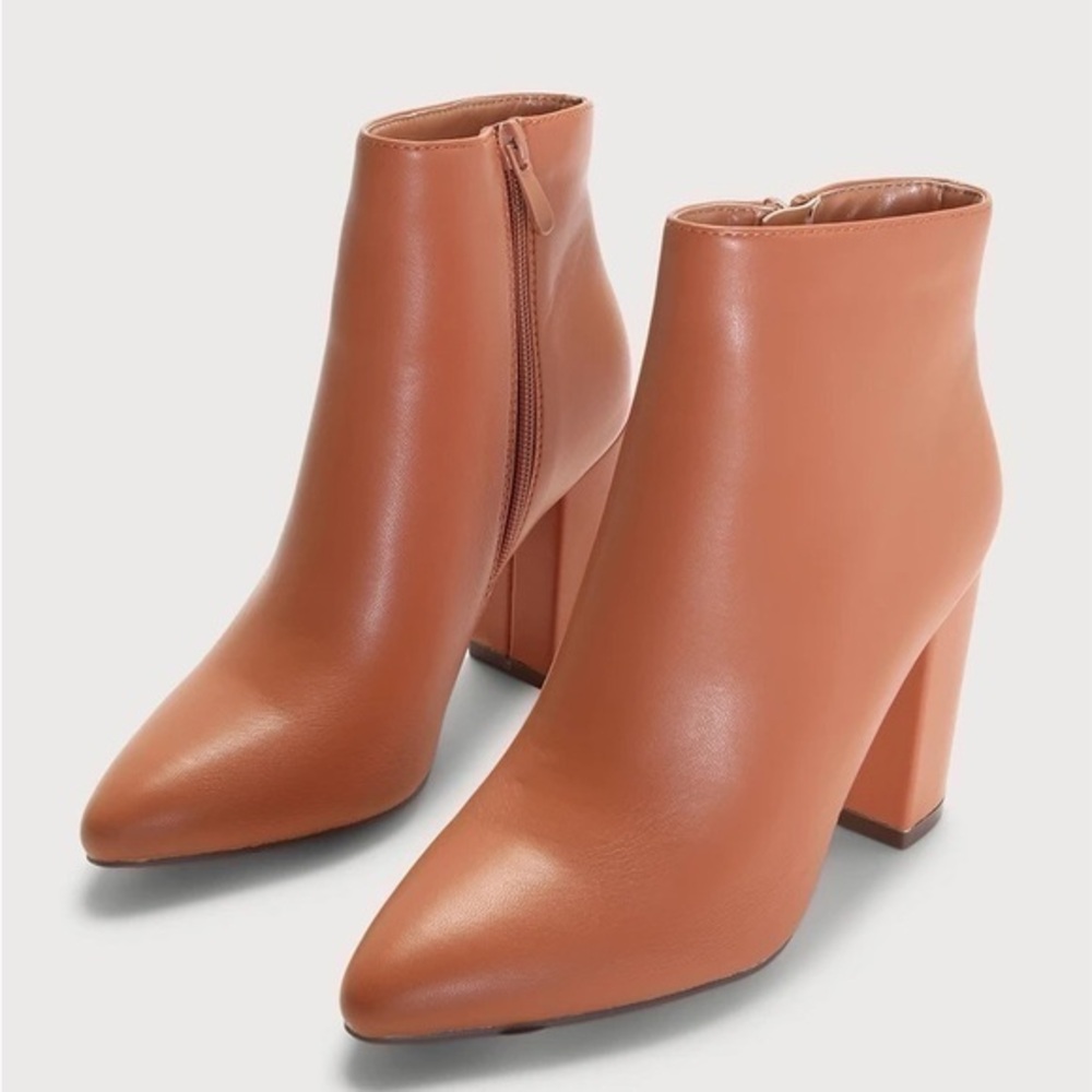 Lulus Ottava Cognac High Heel Booties 10